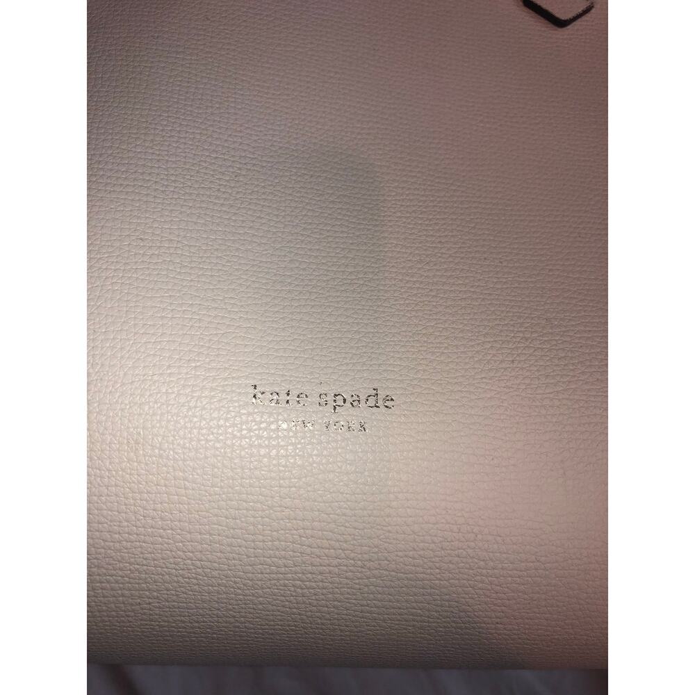 Kate Spade White Leather Tote Large Molly With Small Pouch Summer Bag Work - Picture 3 of 8